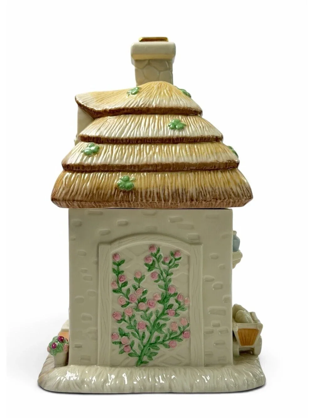 Vintage “The Irish Blessing” Bakery Cookie Jar Porcelain Cottage ( Minor Flaw)